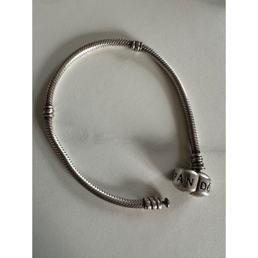 Pandora Moments Snake Chain Bracelet Sterling Silver 925 ALE Barrel Clasp 7.1 in
